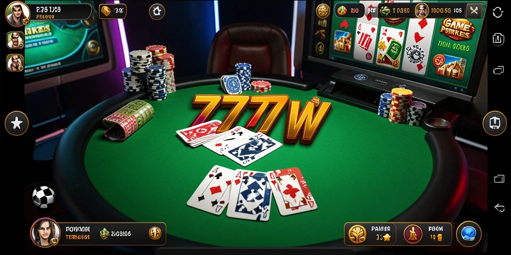 Screenshot gameplay <strong>7777W</strong> menampilkan aksi seru dalam permainan Poker.