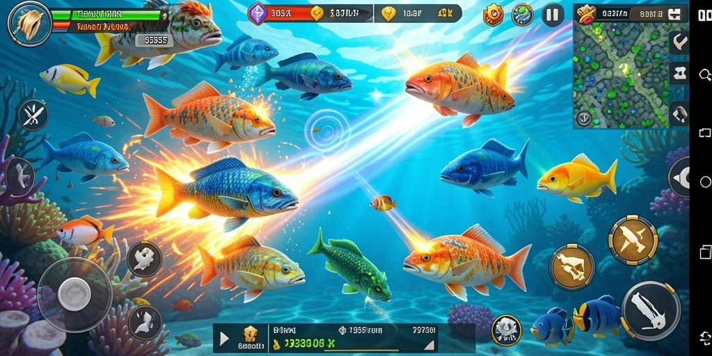 Screenshot gameplay 93337 yang menampilkan aksi seru Tembak Ikan.