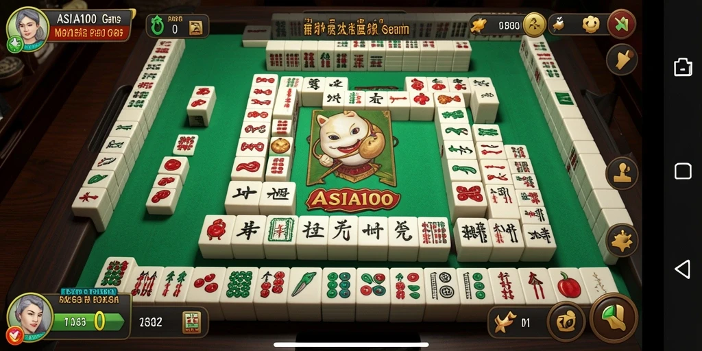 Tampilan utama ASIA100 menampilkan gameplay Mahjong yang menarik.