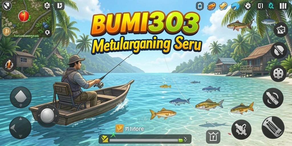 Tampilan gameplay BUMI303 yang menarik dengan aksi memancing seru.