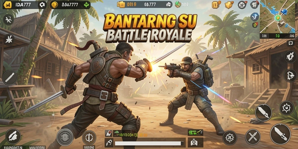 Screenshot gameplay IDA777 menampilkan aksi seru dalam pertarungan Battle Royale.