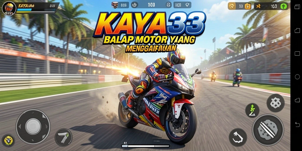 Tampilan gameplay KAYA33 saat balapan motor penuh aksi.