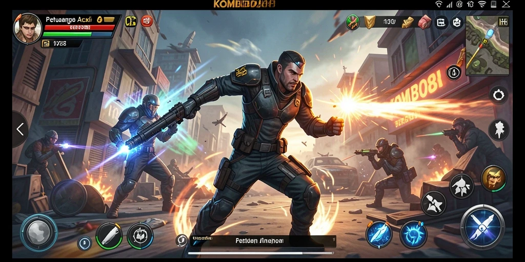 Screenshot utama KOMBO88 menunjukkan aksi pertarungan yang seru dan intens.