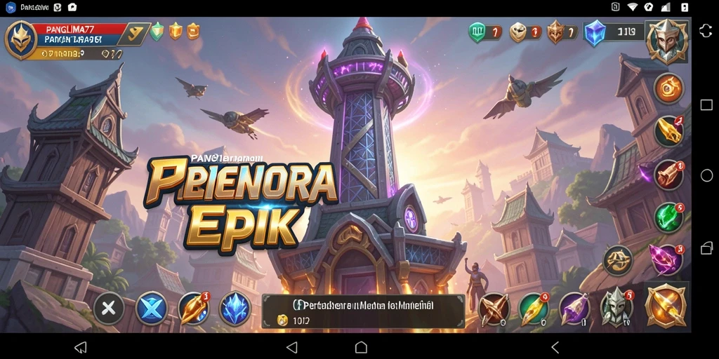 Tampilan gameplay menarik dalam PANGLIMA77 yang menunjukkan pertahanan menara.