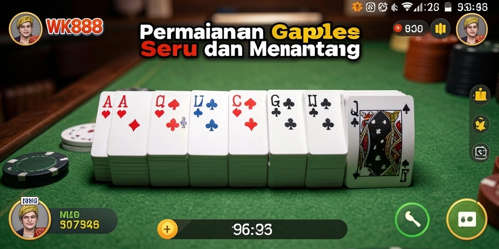 Screenshot permainan Gaple dengan tampilan antarmuka yang menarik.
